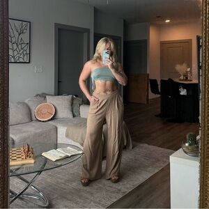 Women's Tan Wide-Leg Pants